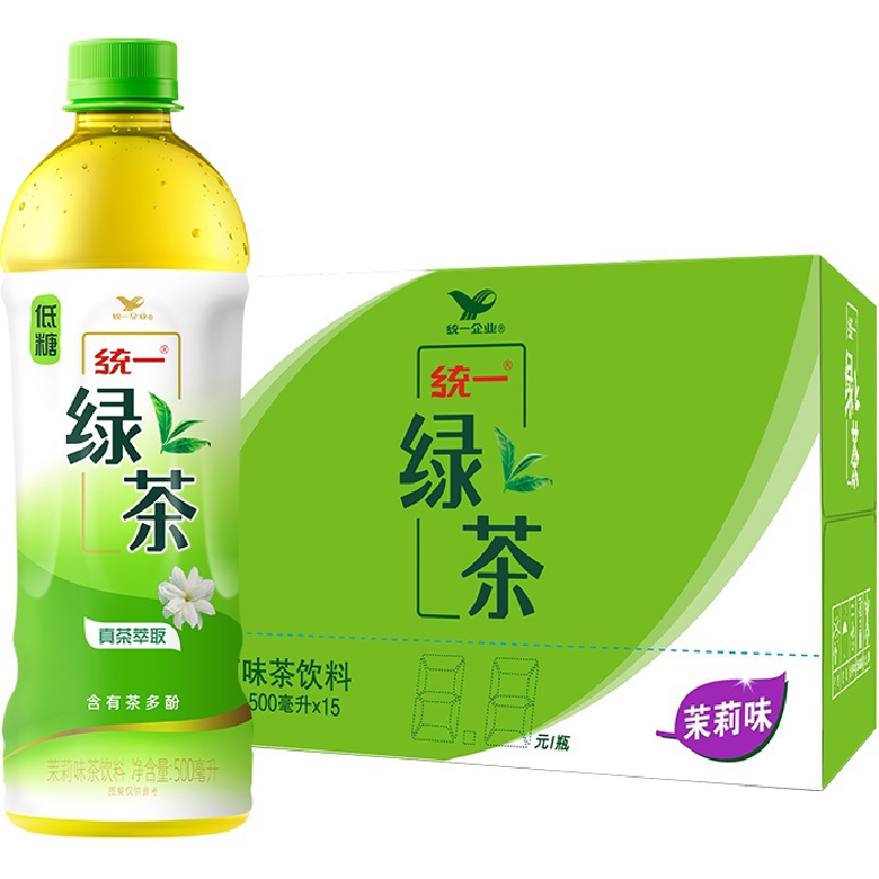 统一绿茶500ml*15瓶整箱组合装茉莉味低糖茶聚餐宅家囤货饮料年货